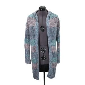 GAP Open Knit Long‎ Hooded Open Front Cardigan Sweater Women's Small